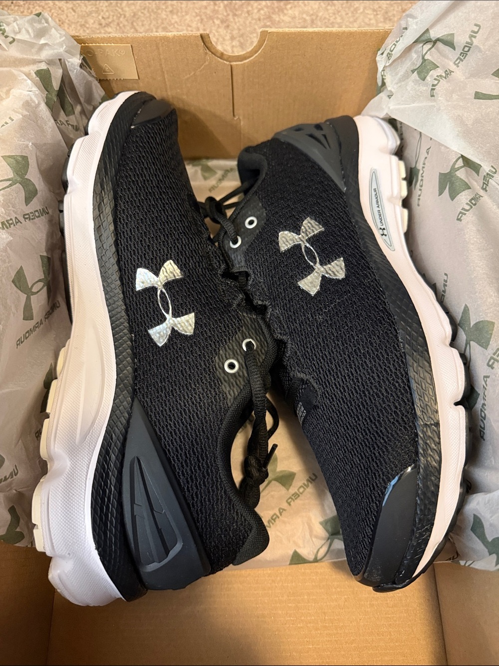 Under Armour Black and White Men's Athletic Sneakers - Picture 1 of 6